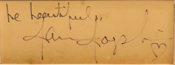 Janis Joplin autograph and note