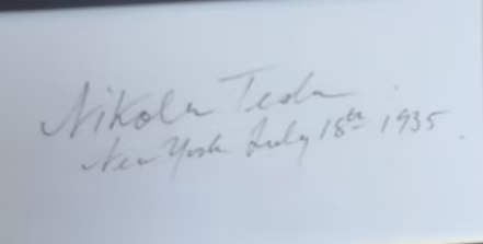 Nikola Tesla signed document