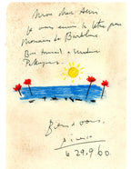 Pablo Picasso note and drawing signed